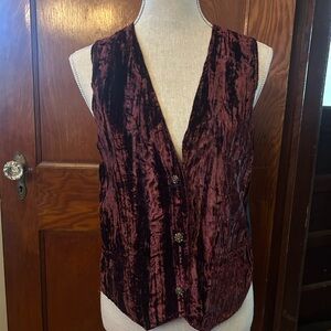 Vintage 90's Bonkers Red Crushed Velvet Vest Medium
